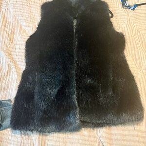 Banana Republic Midnight Black Fur Vest
